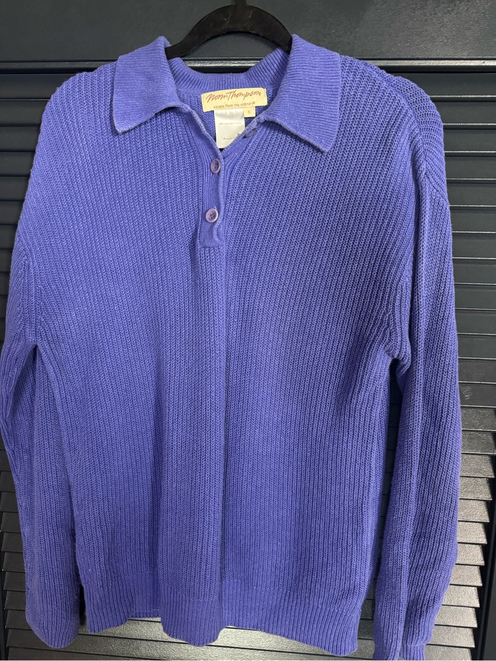 Norm Thompson Linen Cotton Purple Polo Sweater S